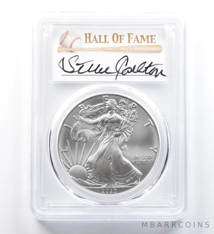 2020 American Silver Eagle Steve Carlton FDOI MS70 PCGS a1267