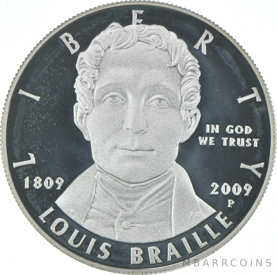 2009-P Proof Louis Braille Commemorative Silver Dollar $1