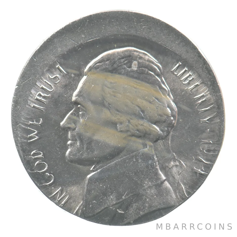 ND Jefferson Nickel Offset Planchet Offcenter Error *3975
