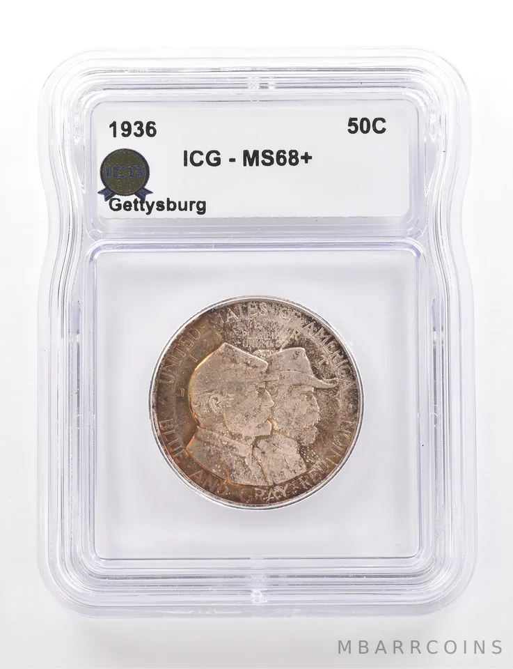 1936 Gettysburg Commemorative Half Dollar MS68+ ICG Beautiful Tone *3350