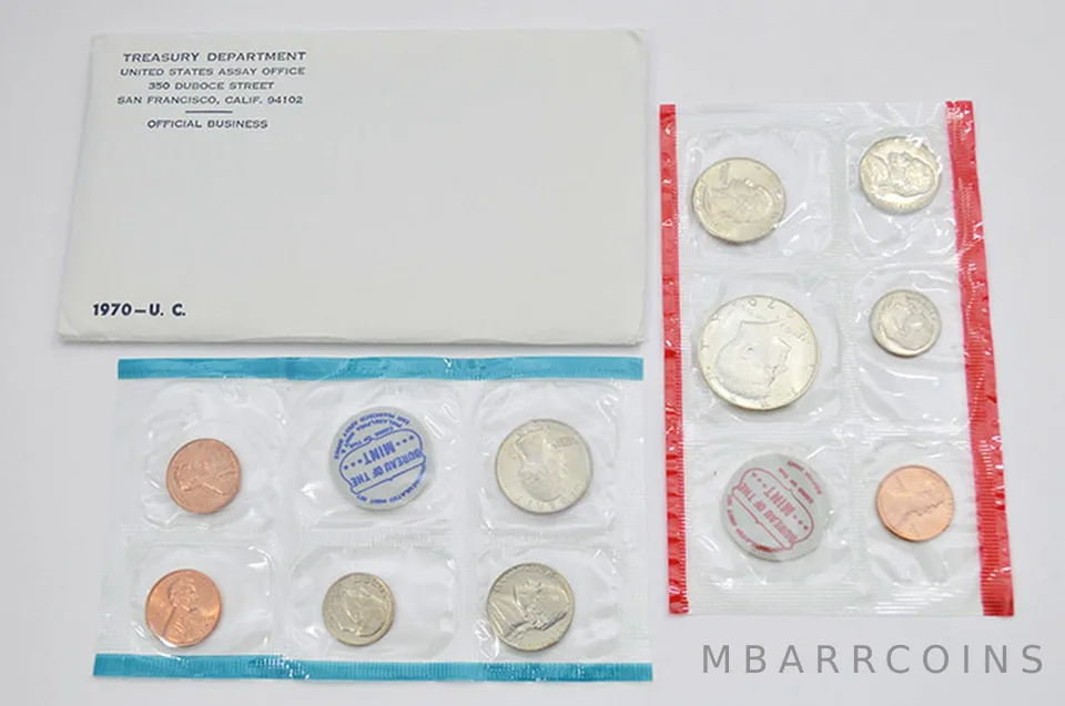 1970 Mint Set with Original Envelope & Flatpacks (10 coins)