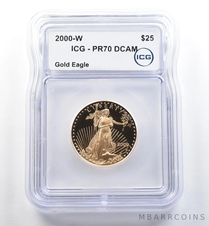 2000-W $25 American Gold Eagle 1/2 Oz Gold PR70 DCAM ICG