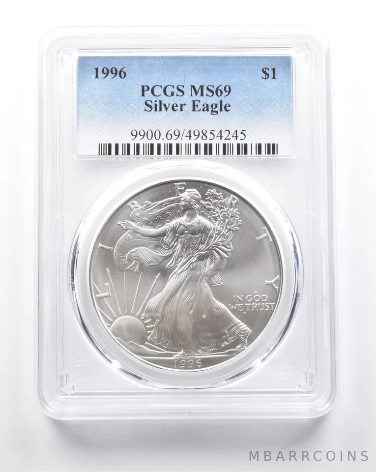 1996 American Silver Eagle MS69 PCGS Struck Through *7604