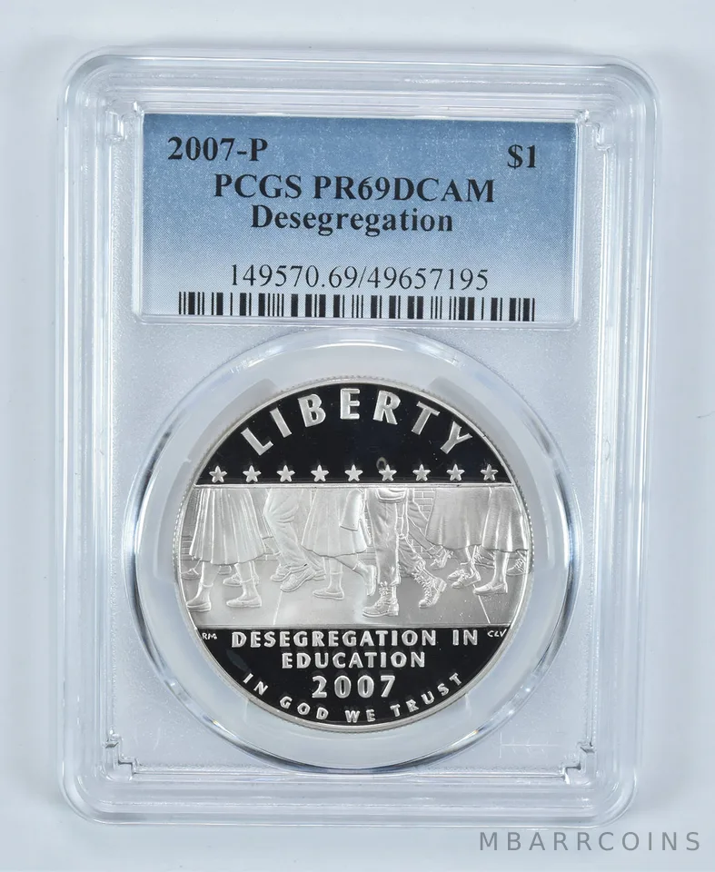 2007-P Desegregation Commemorative Dollar PR69 DCAM PCGS Blue Label