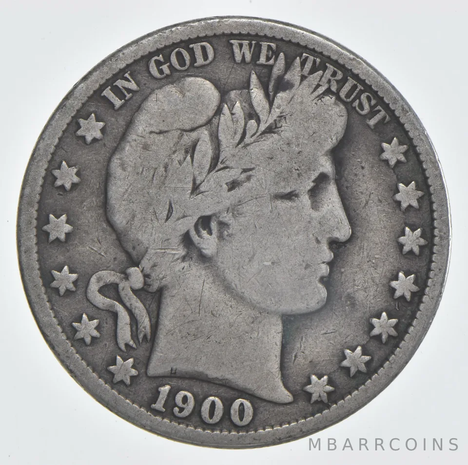 1900-S Barber Half Dollar 90% Silver VG Condition