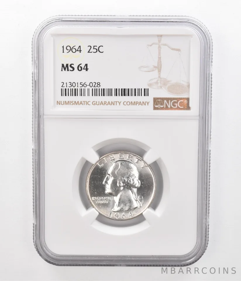 1964 Washington Quarter MS64 NGC Beautiful Tone Reverse *2352