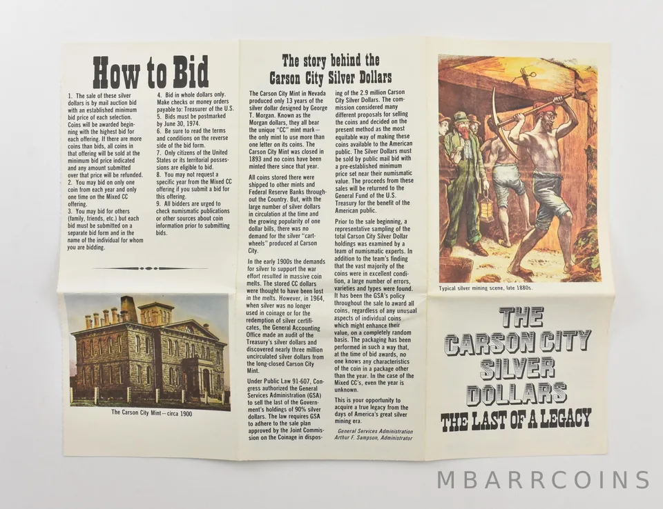 GSA The Carson City Silver Dollars Morgan CC Legacy Brochure *9804