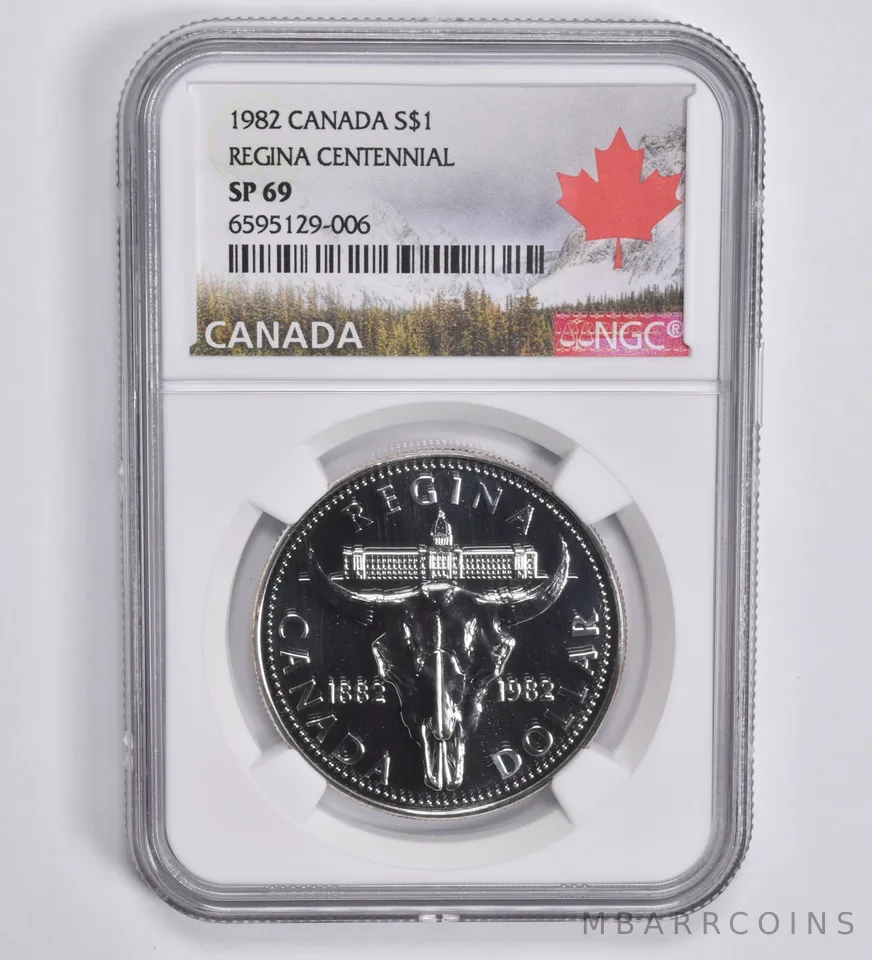 1982 Canada $1 Silver Dollar Regina Centenn. SP69 NGC Canada Label