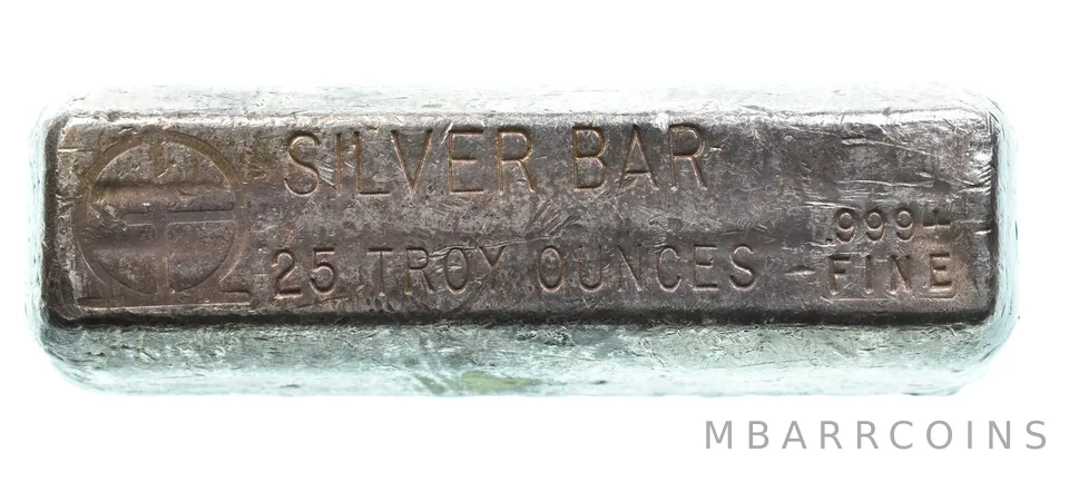 25 Troy Oz Silver Bar M & B Mining Omega Poured Loaf *9730
