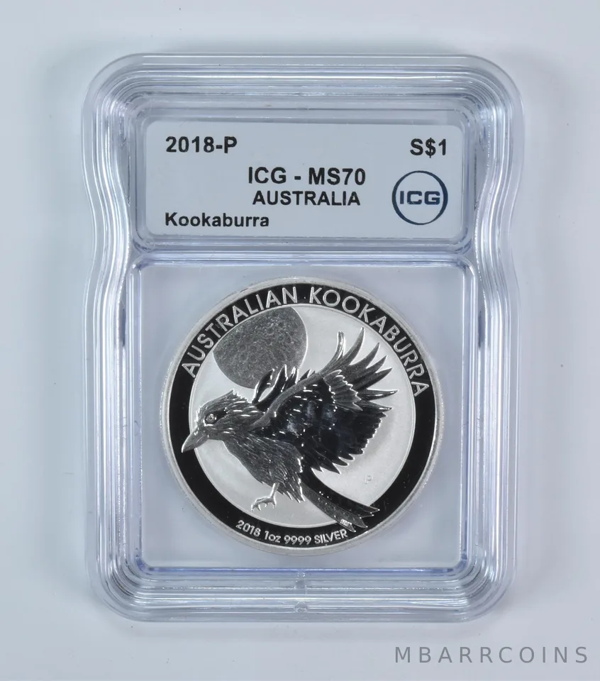 2018 P Australia 1 Dollar Silver Kookaburra MS70 ICG
