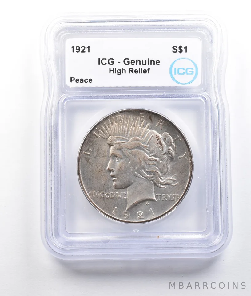 1921 Peace Silver Dollar High Relief Genuine ICG *2736