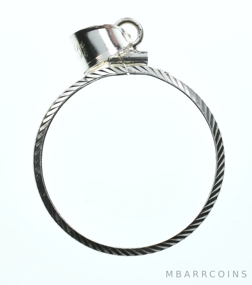 Sterling Silver 24.3 MM US Quarter Coin Bezel Pendant Frame Edge *2342