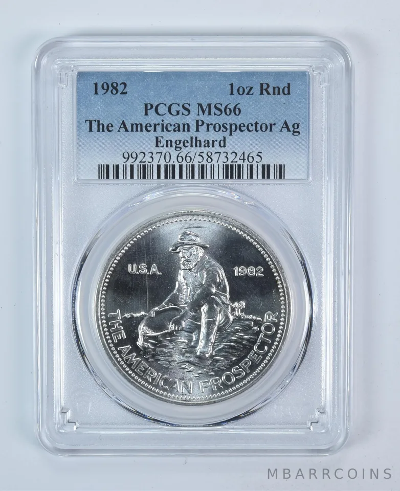 1982 Engelhard Prospector 1 Oz Silver Round MS66 PCGS