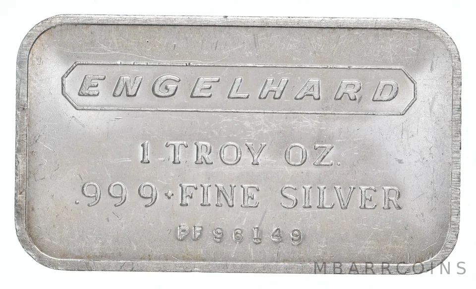 1 Troy Oz Silver Bar Engelhard Plain Back
