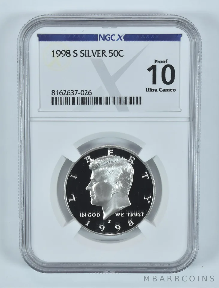 1998-S Kennedy Half Dollar Silver Proof 10 UCAM NGC X NGCX