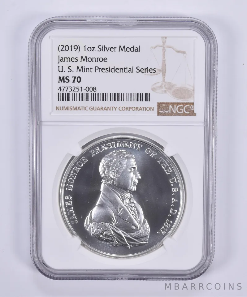 (2019) Silver Medal James Monroe US Mint Presidential Series MS70 NGC