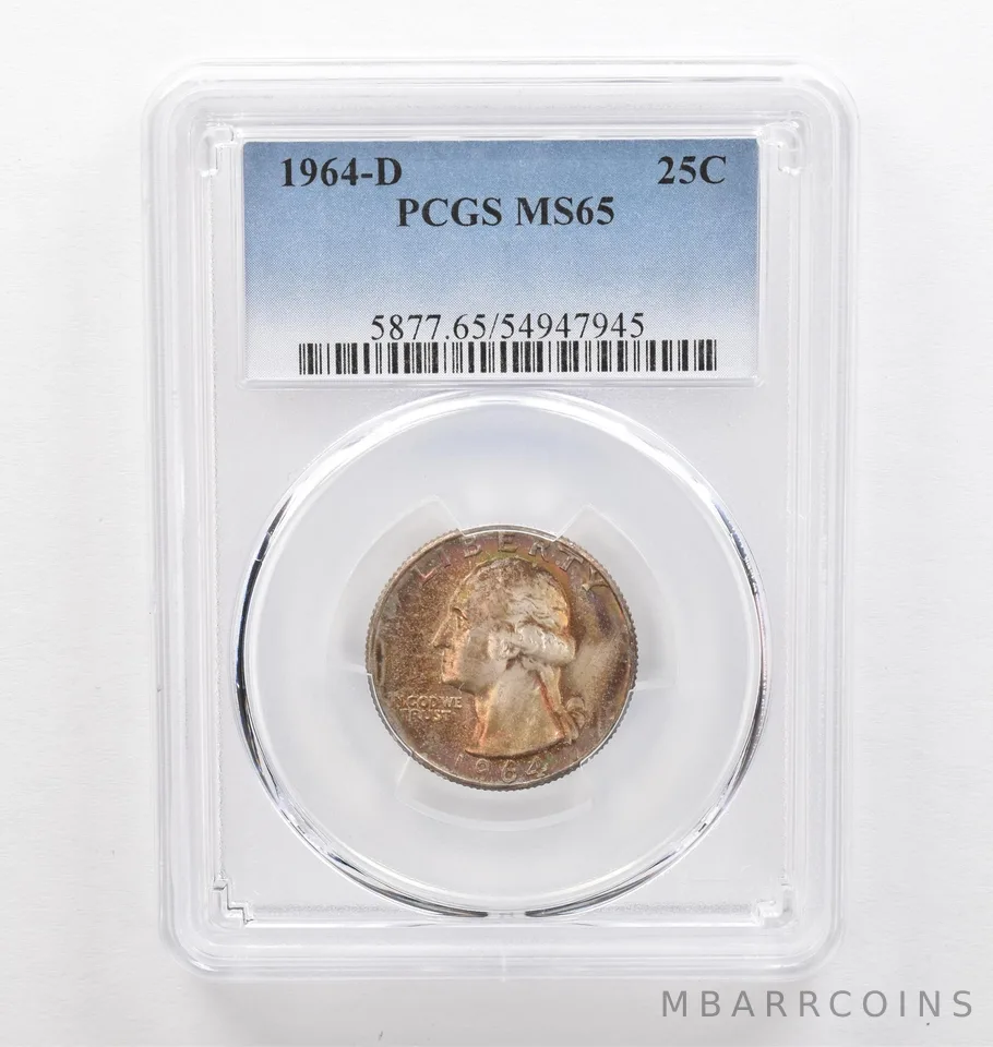 1964-D Washington Quarter MS65 PCGS Beautiful Tone *0296
