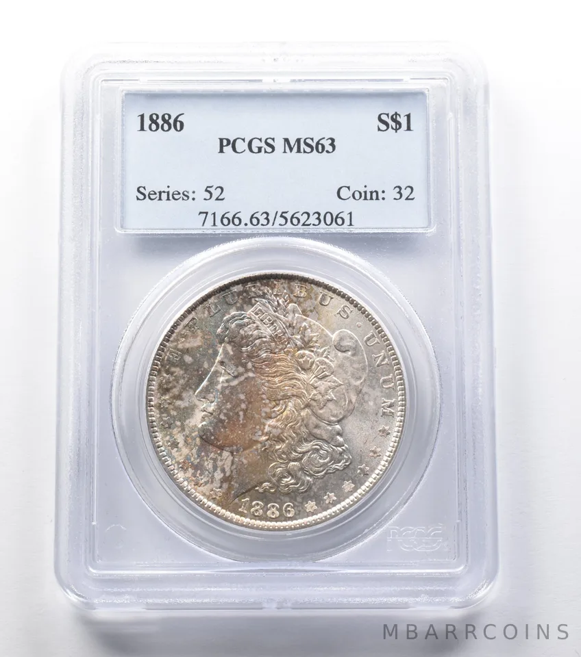 MS63 1886 Morgan Silver Dollar PCGS Great Color a2478