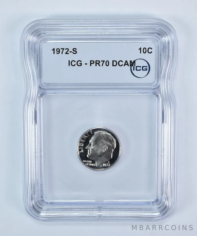 1972-S Roosevelt Dime PR70 DCAM ICG