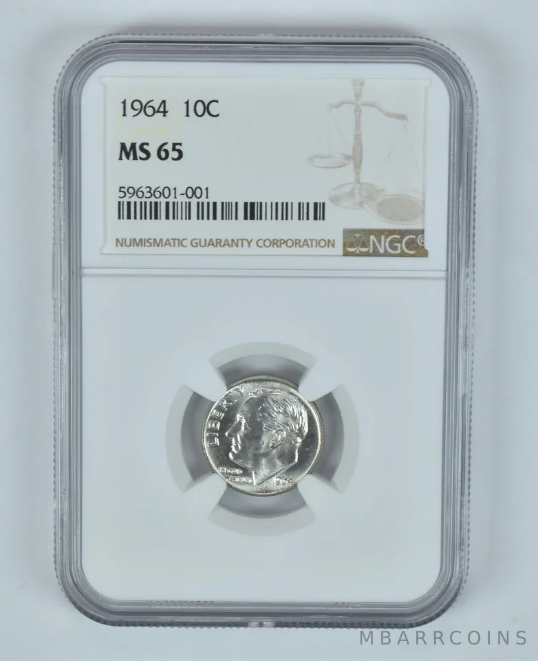 MS65 1964 Roosevelt Dime - Graded NGC Toned! *9032