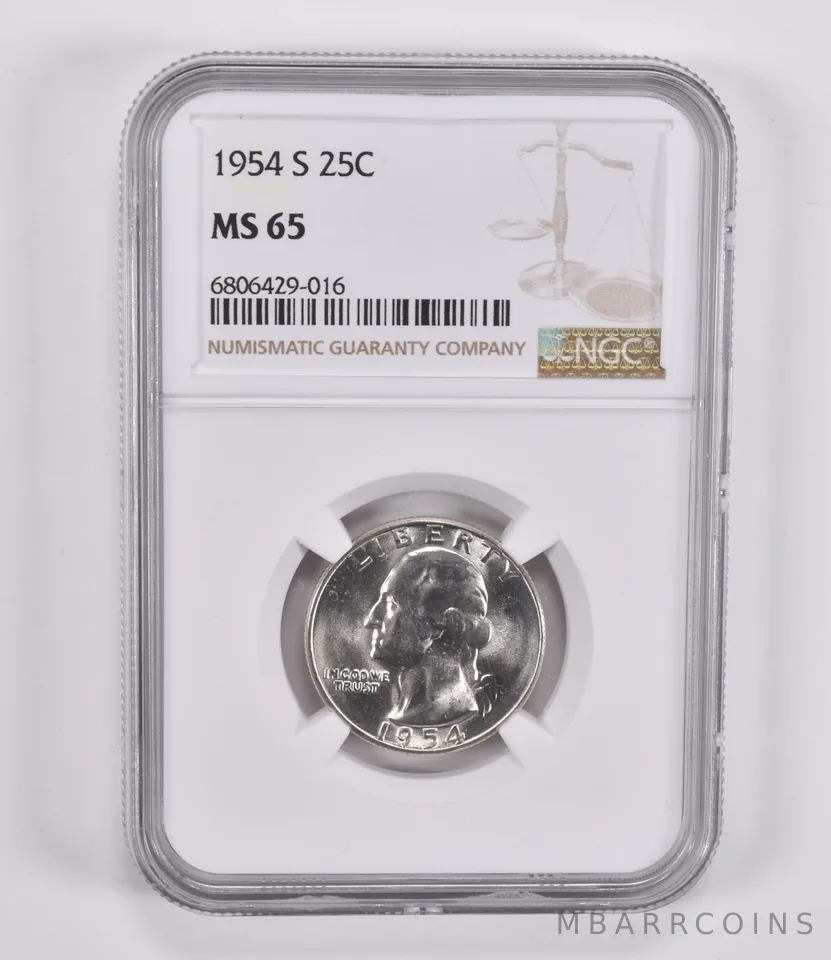 1954-S Washington Quarter MS65 NGC Brown Label