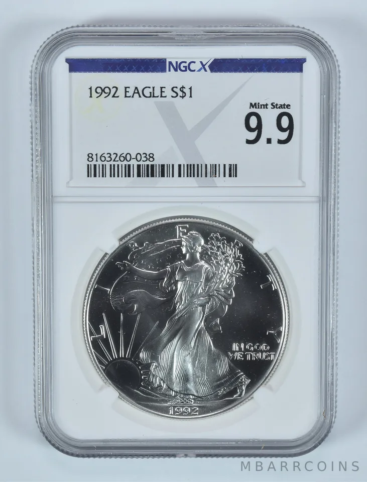 1992 American Silver Eagle Mint State 9.9 NGC X NGCX