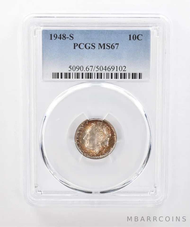 1948-S Roosevelt Dime MS67 PCGS Beautiful Tone a1413