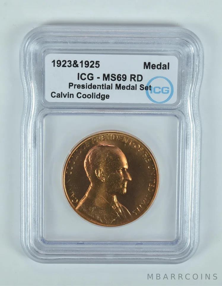 (1923 & 1925) Presidential Medal Set Calvin Coolidge MS69 RD ICG