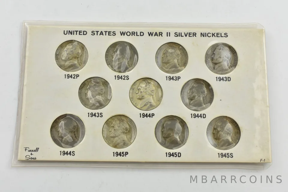 1942-1945 World War II US War Time Nickels 11 Coin Set WWII