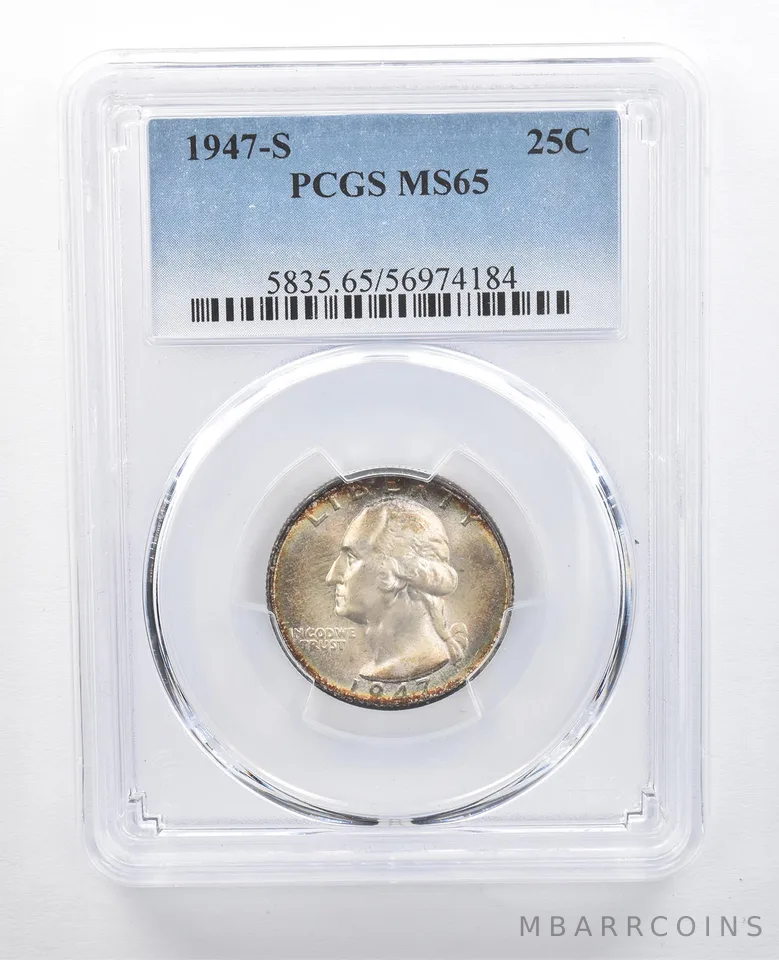 1947-S Washington Quarter MS65 PCGS Beautiful Tone *7692