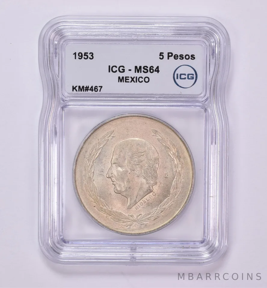1953 Mexico 5 Peso KM#467 MS64 ICG Beautiful Tone *0438