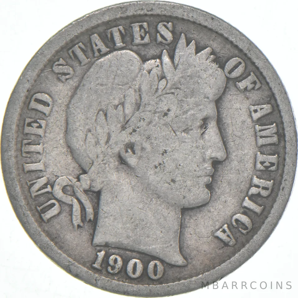 1900-P Barber Dime 90% Silver Average Circ