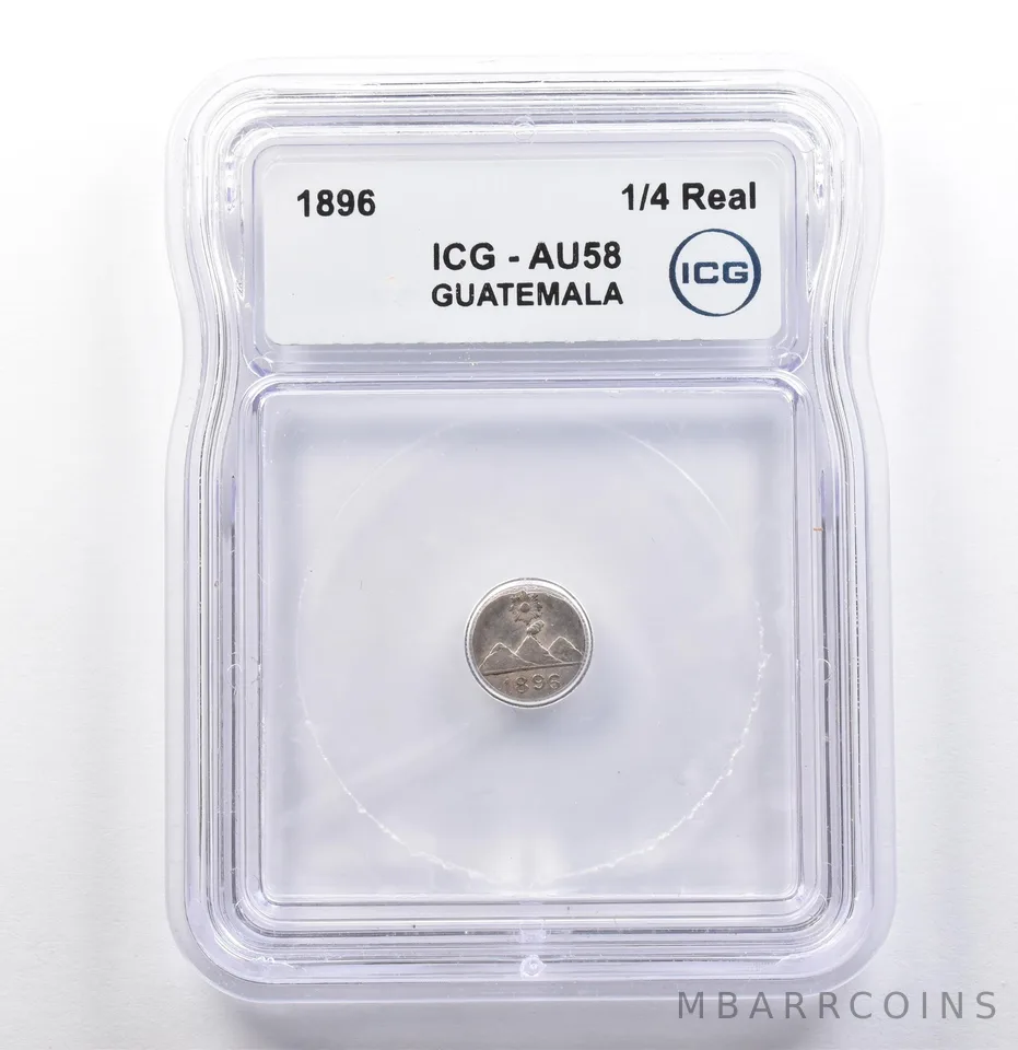 1896 Guatemala 1/4 Real AU58 ICG *9954