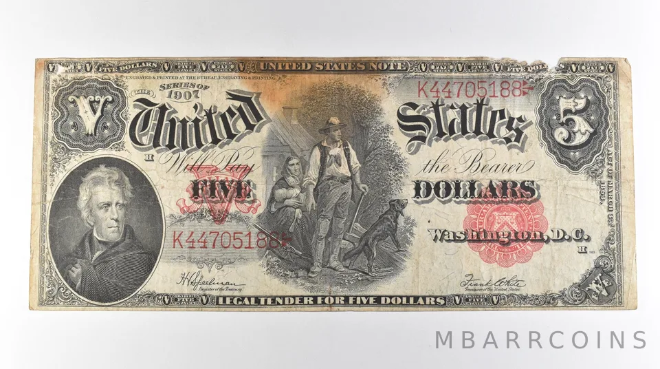 1907 $5 Legal Tender Large Note Red Seal *3117