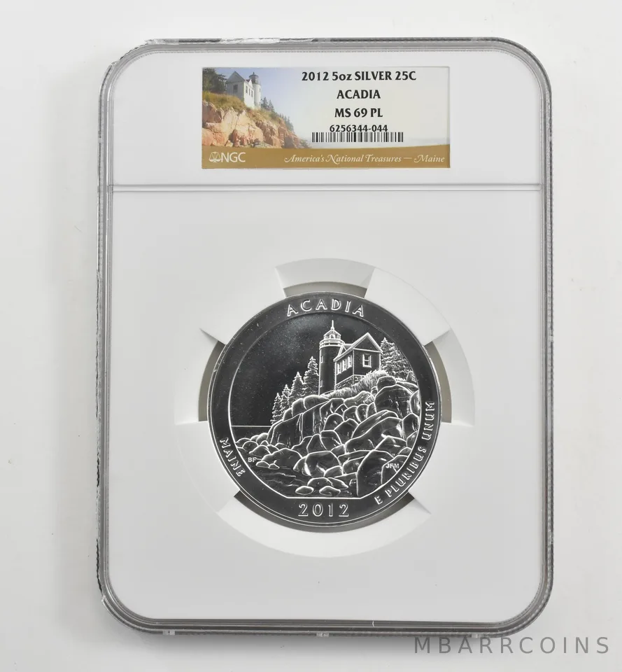 2012 5 Oz Silver Quarter America The Beautiful Acadia MS69 PL NGC *1624