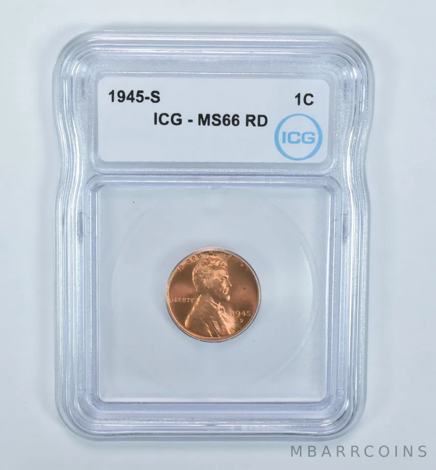 1945-S Lincoln Wheat Cent MS66 RD ICG