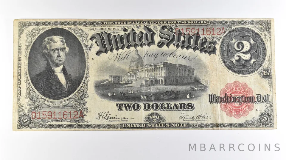 1917 $2 Legal Tender Large Note Red Seal FR#60 *0580