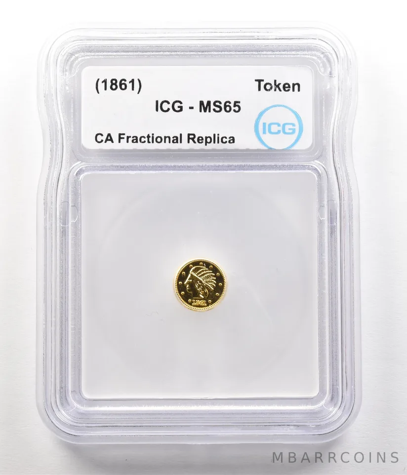 (1861) California Fractional Gold Token Indian Head 1/4 Dollar MS65 ICG *4937
