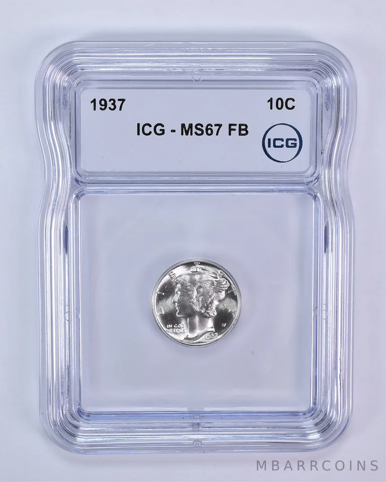 1937 Mercury Dime MS67 FB ICG