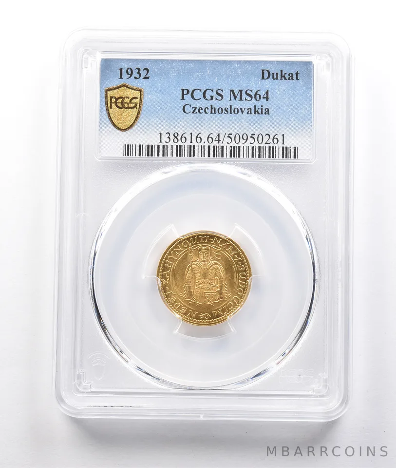 1932 Czechoslovakia Dukat Gold MS64 PCGS a3845
