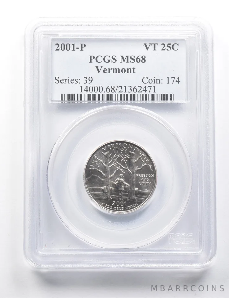 2001-P Washington State Quarter Vermont MS68 PCGS a9424