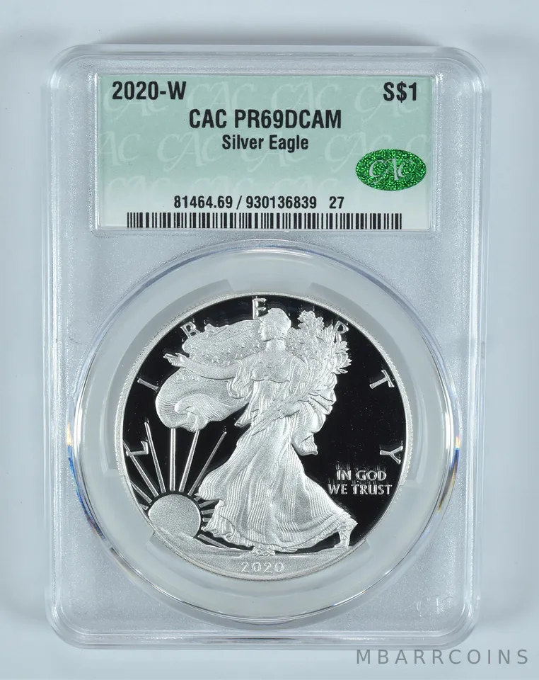 2020-W American Silver Eagle PR69 DCAM CAC CACg