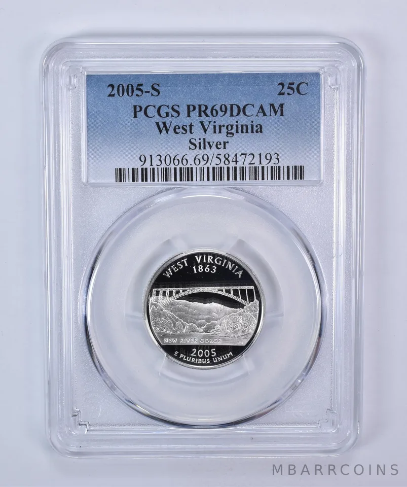 2005-S Washington State Quarter Silver West Virginia PR69 DCAM PCGS