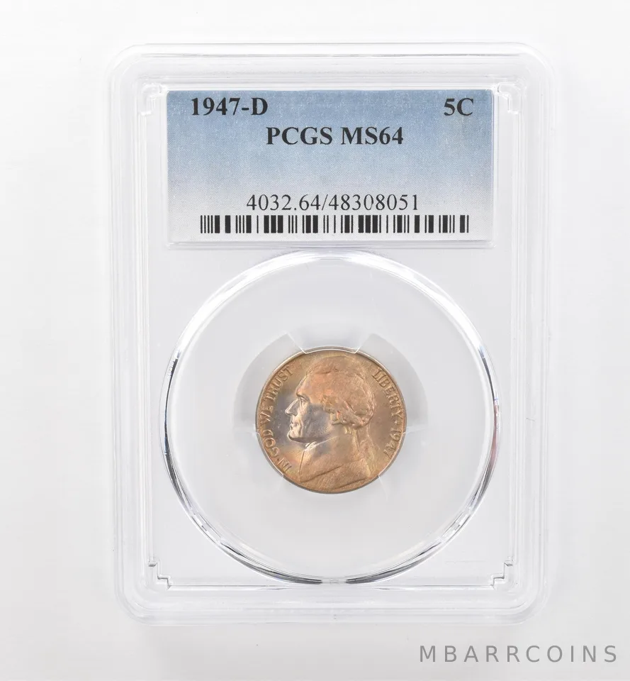 1947-D Jefferson Nickel MS64 PCGS Beautiful Tone *1785