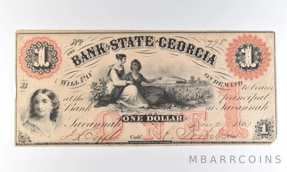 1861 $1 Bank Of Georgia Obsolete Note *8305