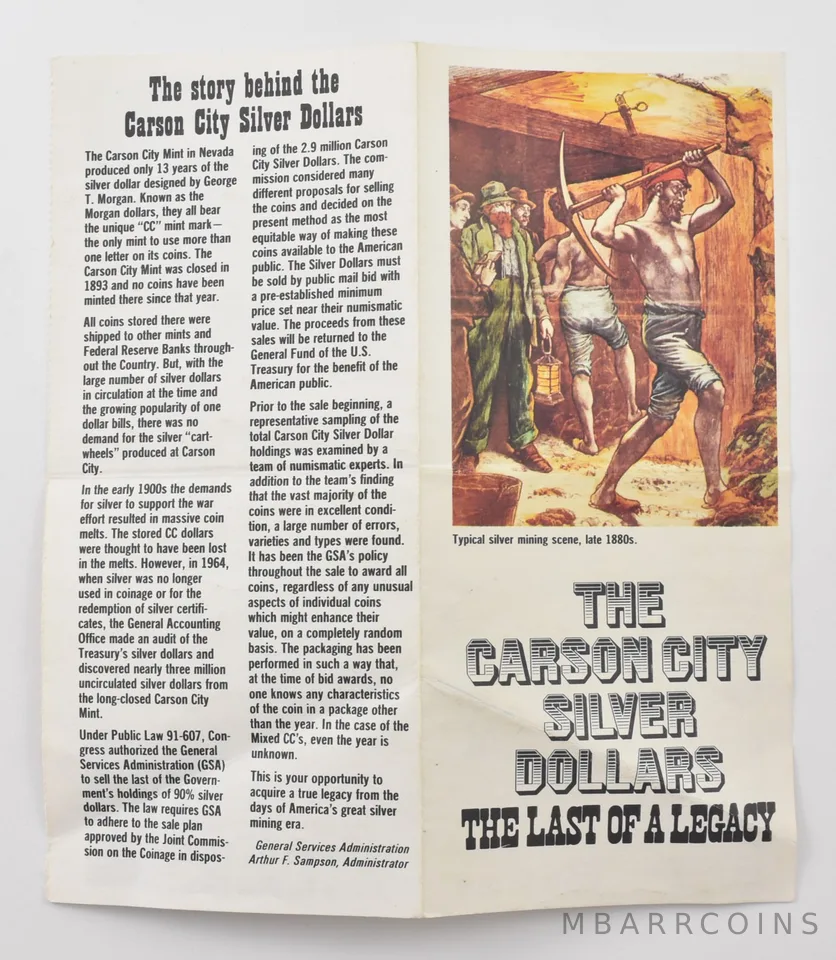 1974 Carson City Silver Dollar Sale Advertisement Brochure *7561