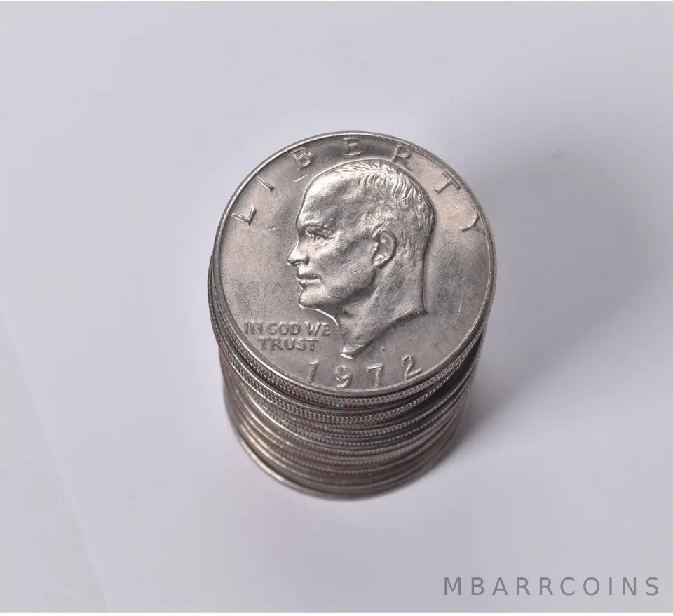 (20) 1972-D AU/BU/Unc Eisenhower Ike Dollar Clad Roll Lot