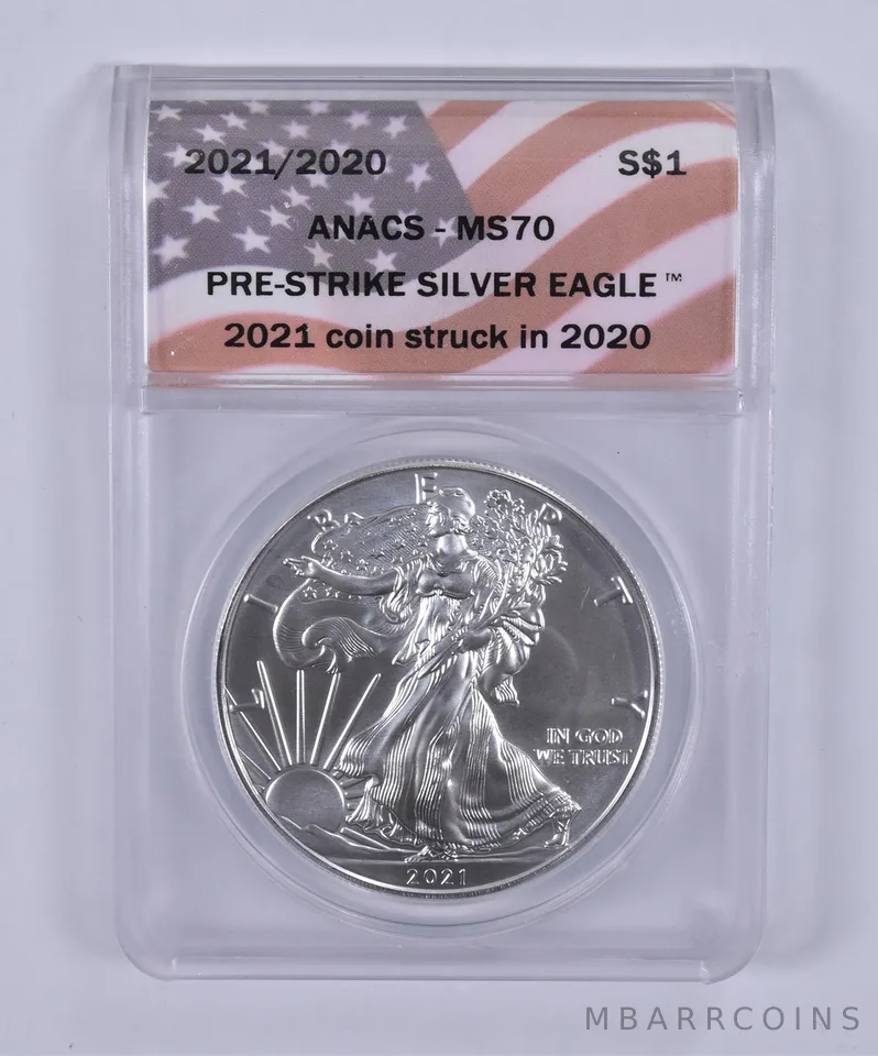 2021/2020 American Silver Eagle Pre-Strike MS70 ANACS