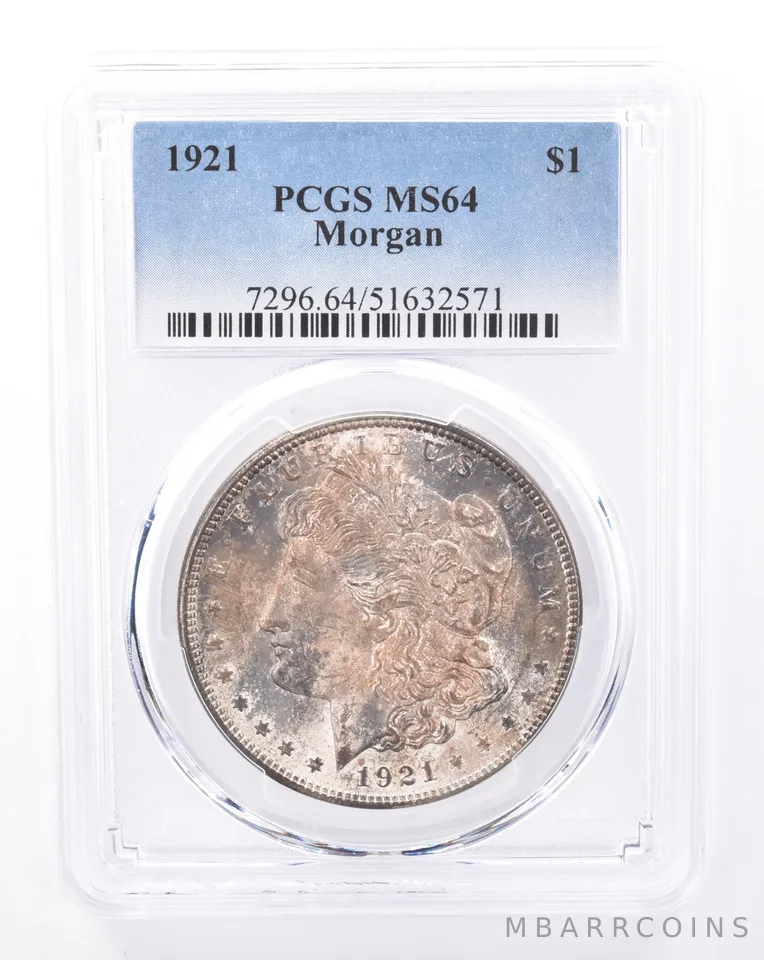 1921 Morgan Silver Dollar MS64 PCGS Beautiful Tone *9415