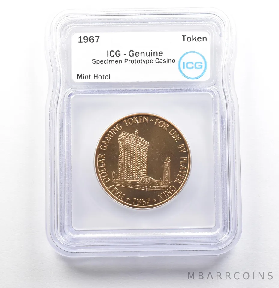1967 Casino Token Mint Hotel Half Dollar Specimen Prototype Genuine ICG a0565